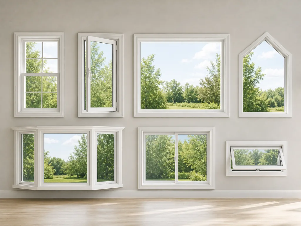 Compilation of double-hung, casement, picture, bay, sliding, and specialty windows